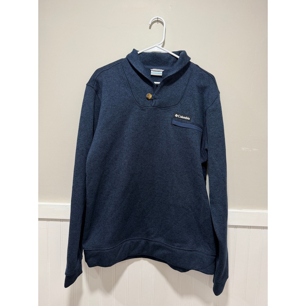 Columbia Fleece Lightweight Button Blue Fall Men Size Large